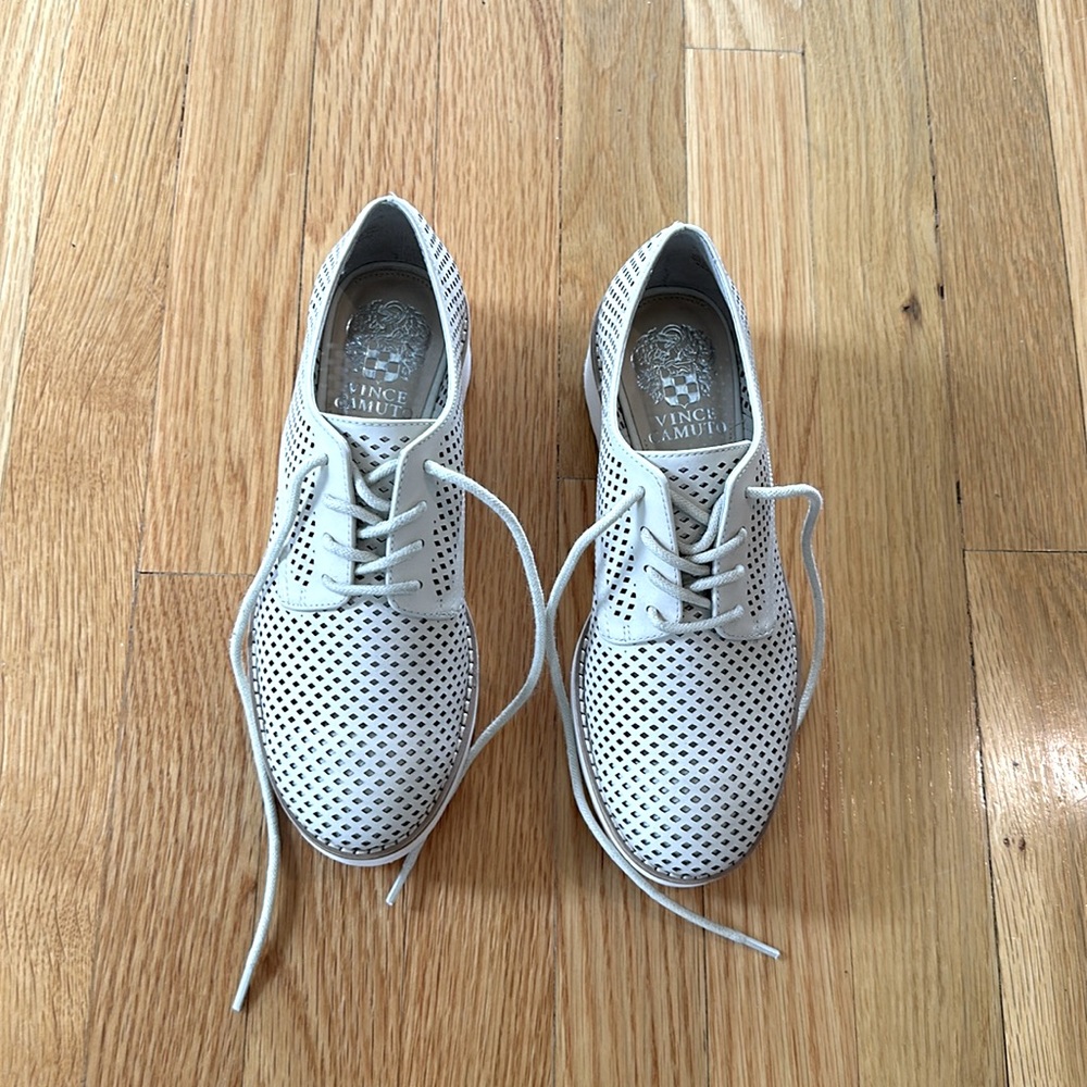 Vince Camuto, beige leather perforated casual shoes